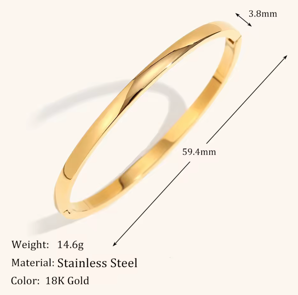 Sofia-Hinge Bangle 14K Gold  Waterproof- PVD plated