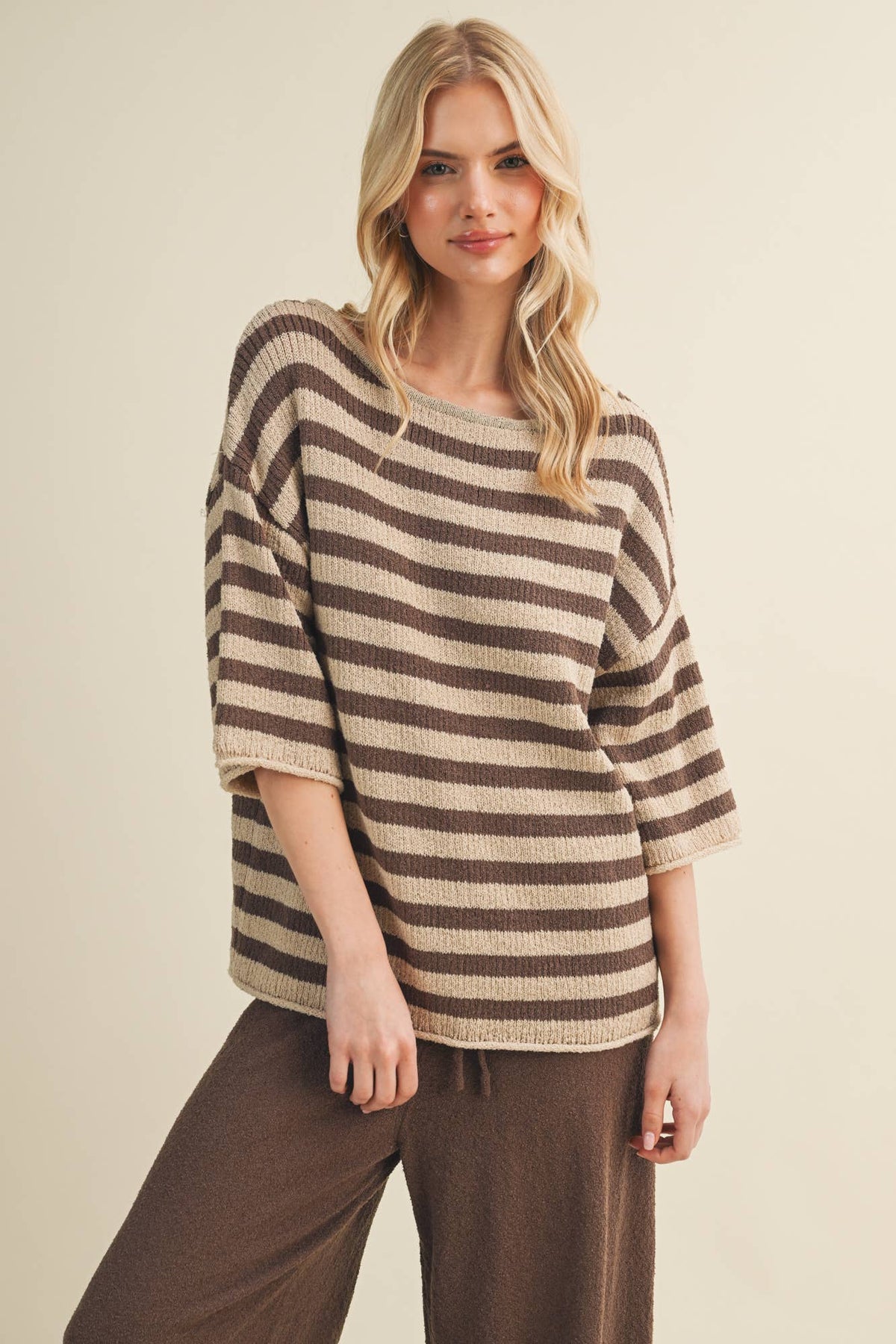 Mustard Seed - Engineered Stripe Bateau Neck Pullover