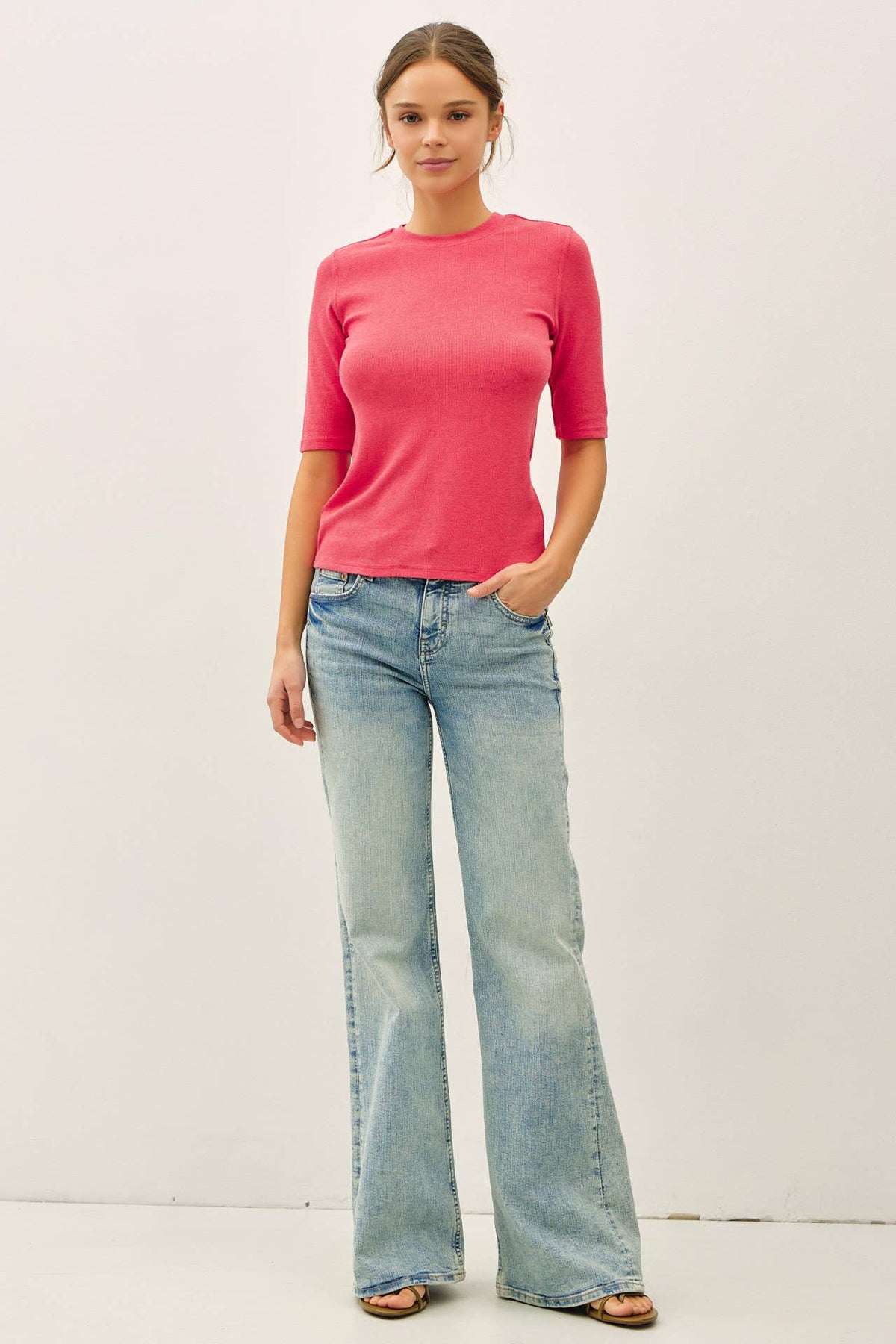 Be Cool - [NEW COLOR]MODAL CLASSIC RIBBED CREWNECK SHORT SLEEVE TOP