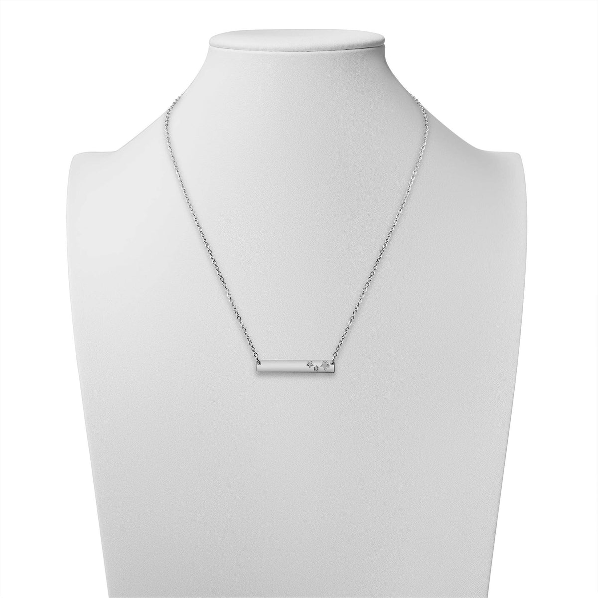 18K Gold PVD Stainless Stars Blank Bar Necklace - WJW