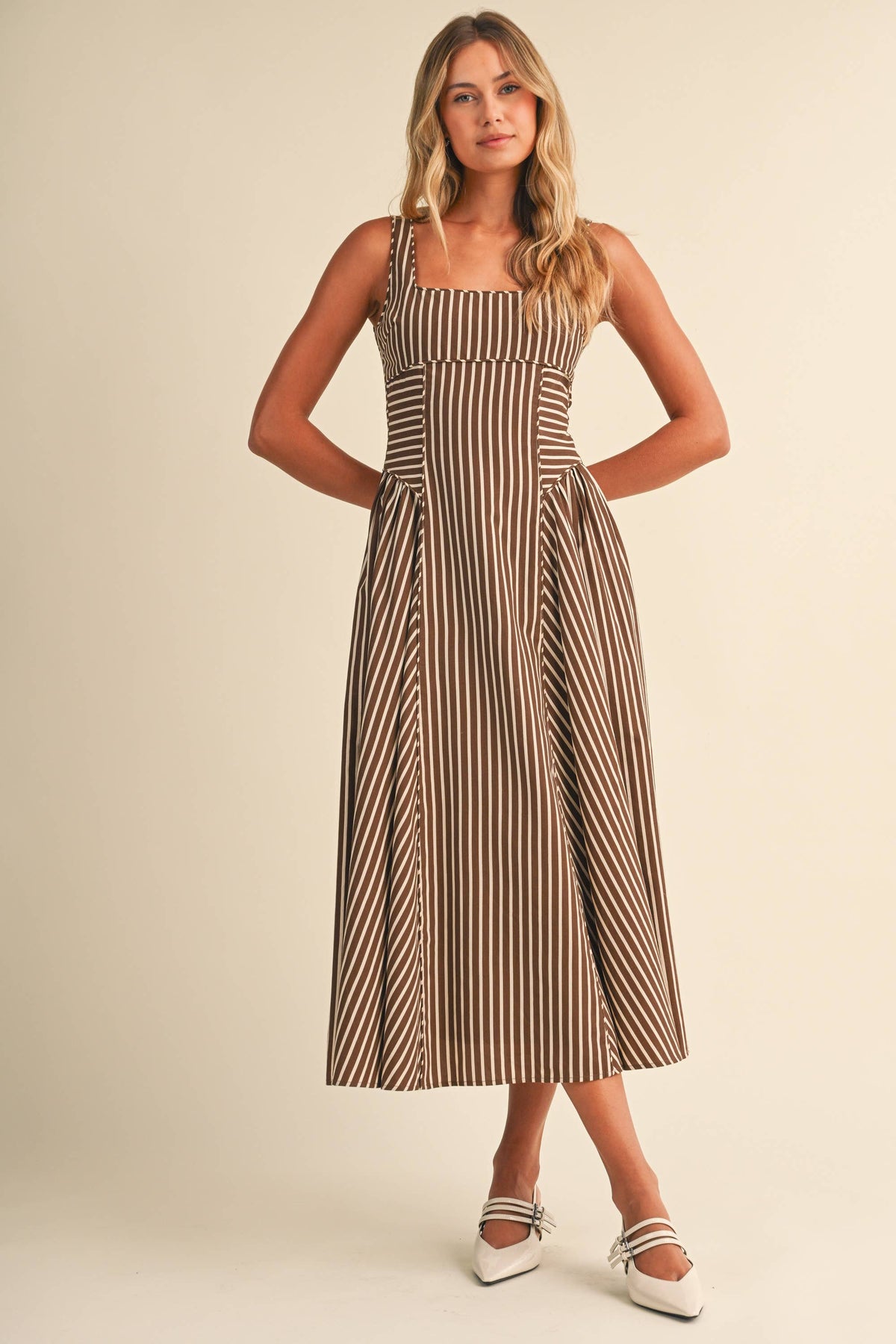 STRIPED MIDI DRESS - Klesis