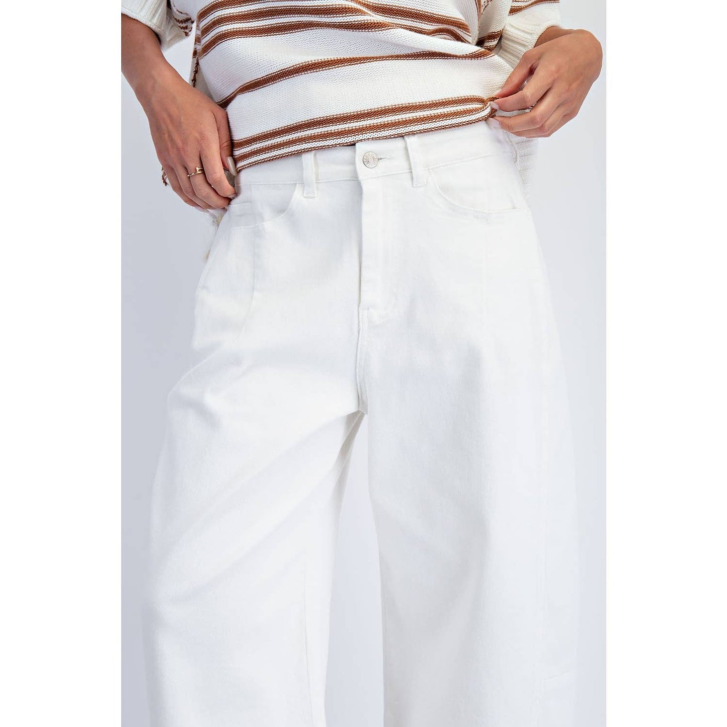 COTIERRA - MID RISE BARREL COTTON TWILL JEANS
