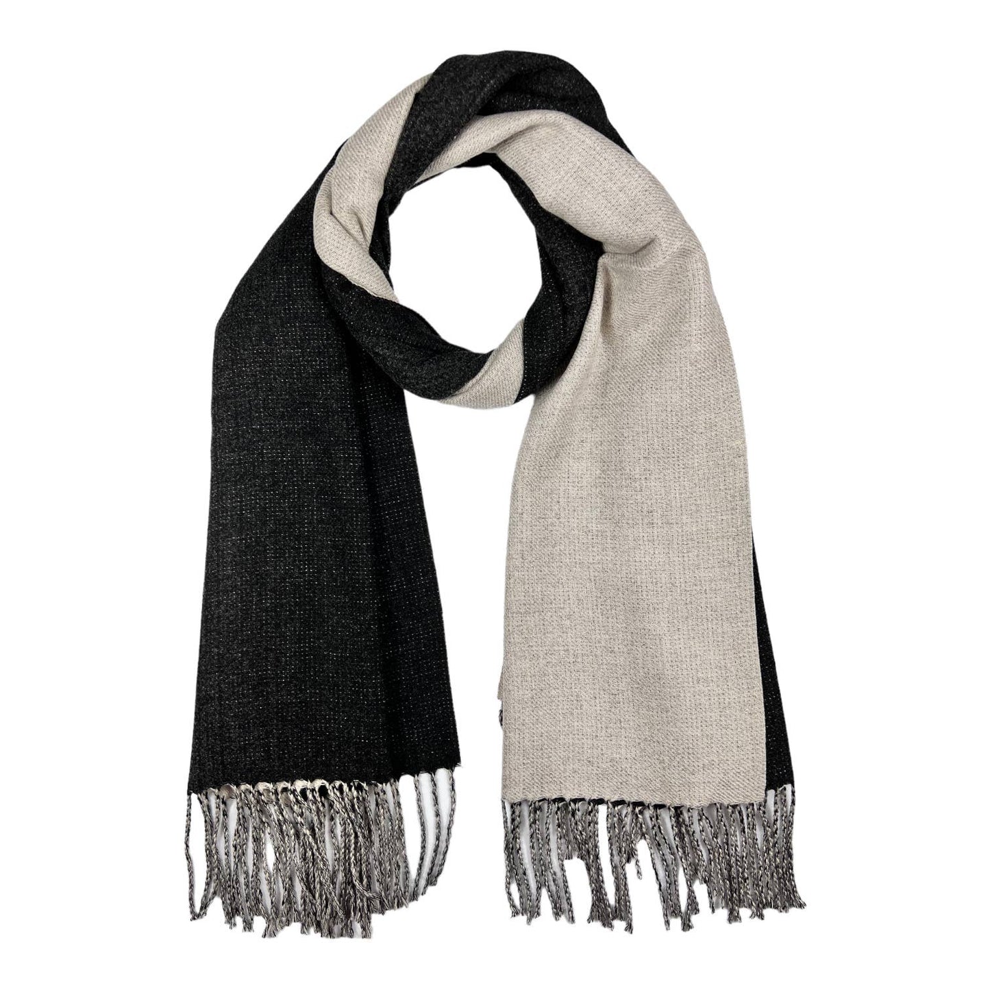 London Scarves - Reversible two tone coloured plain cashmere blend scarf