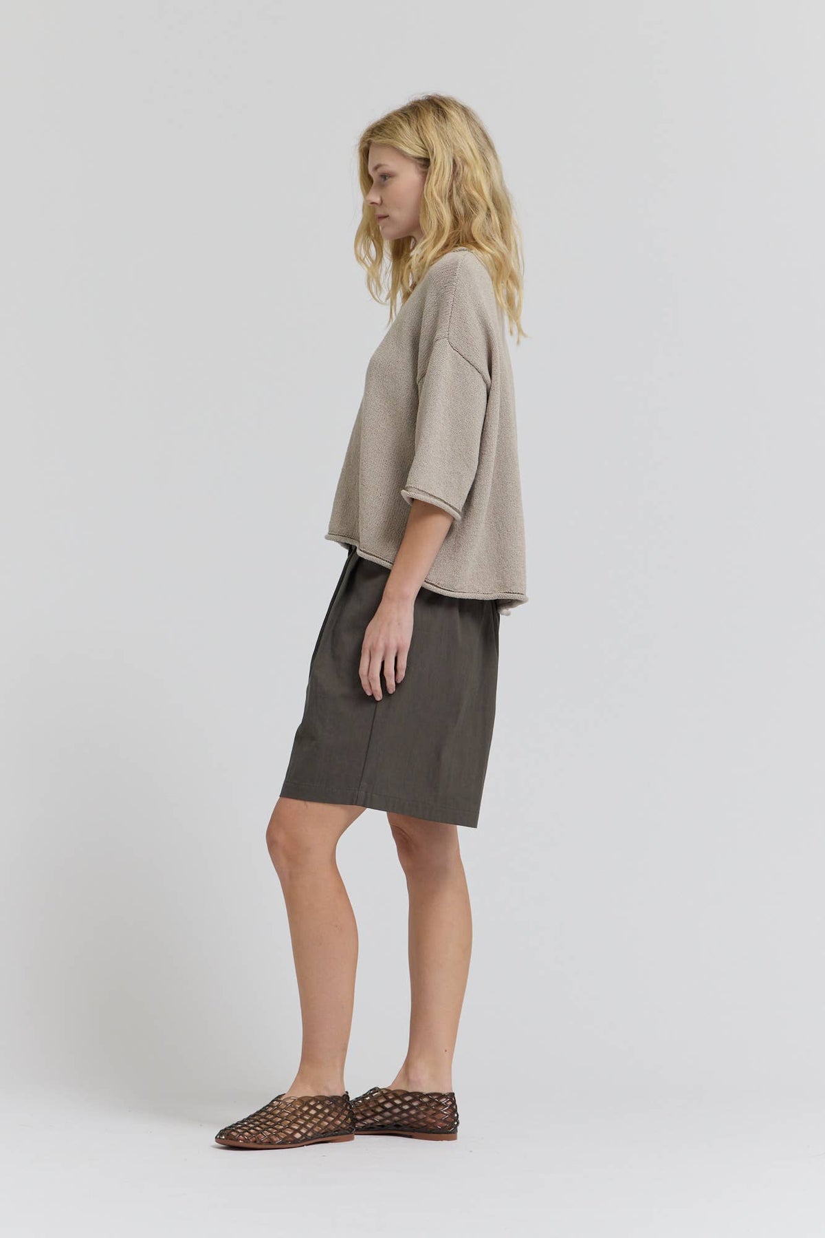 Grade & Gather - 42221 - ROLLED EDGE LOOSE FIT SWEATER TOP