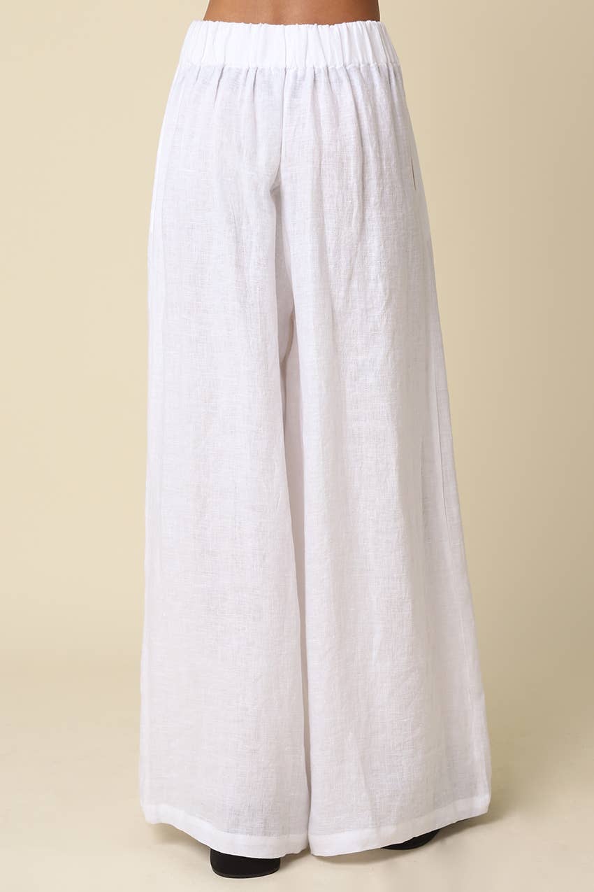 Jerri Linen Wide-Leg Pants - Olivaceous