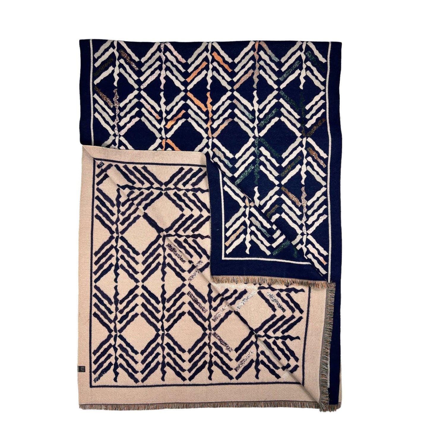 Reversible Arrow Print Fringe Scarf