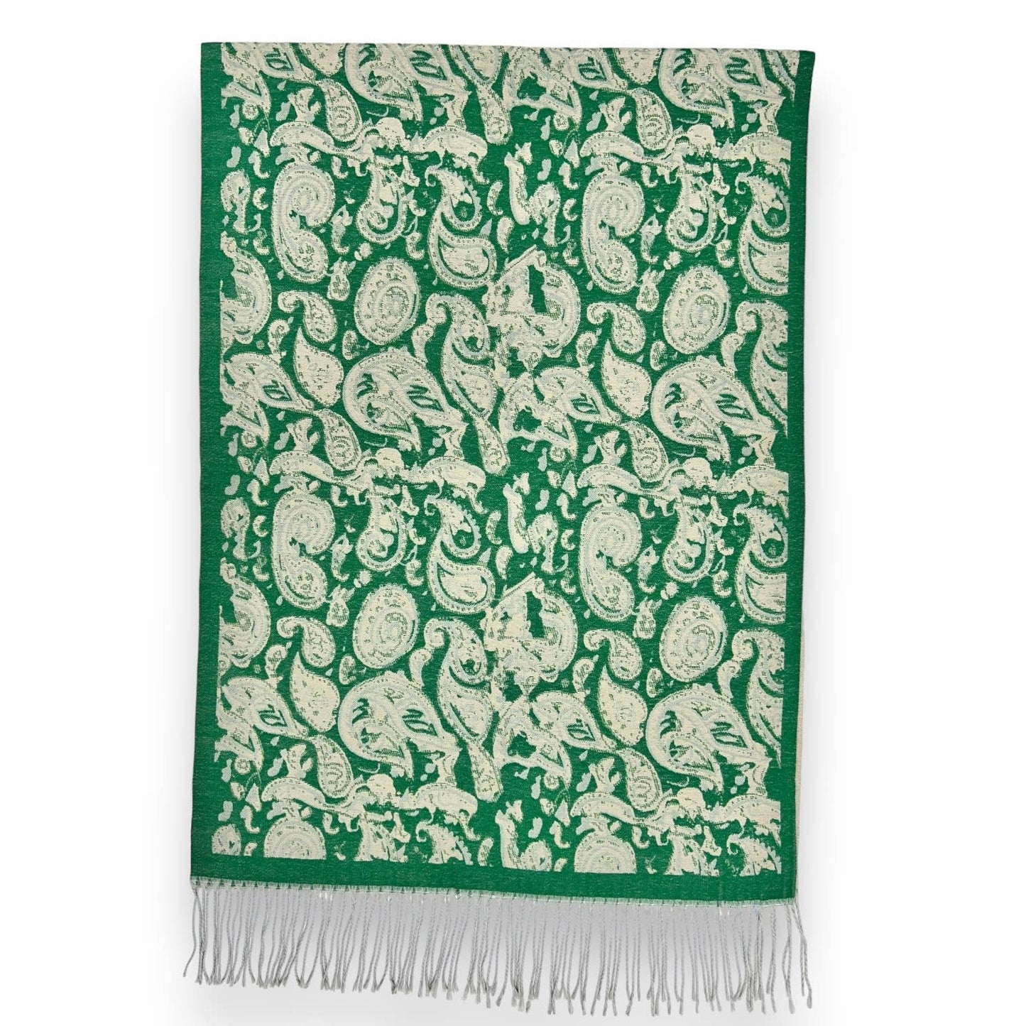 London Scarves - Elegant Paisley Wool Blend Scarf with tassels