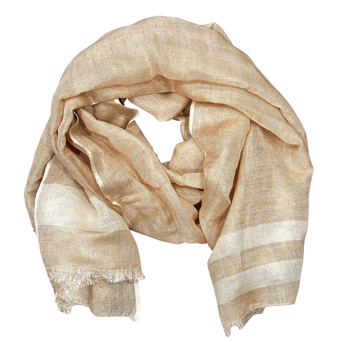 Chloe & Lex - Pure Linen with Fresh Stripes Lightweight Scarf for Women