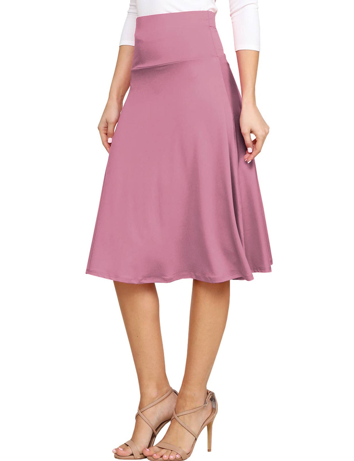 High Waist Elastic Flared Midi Skirt - NINEXIS