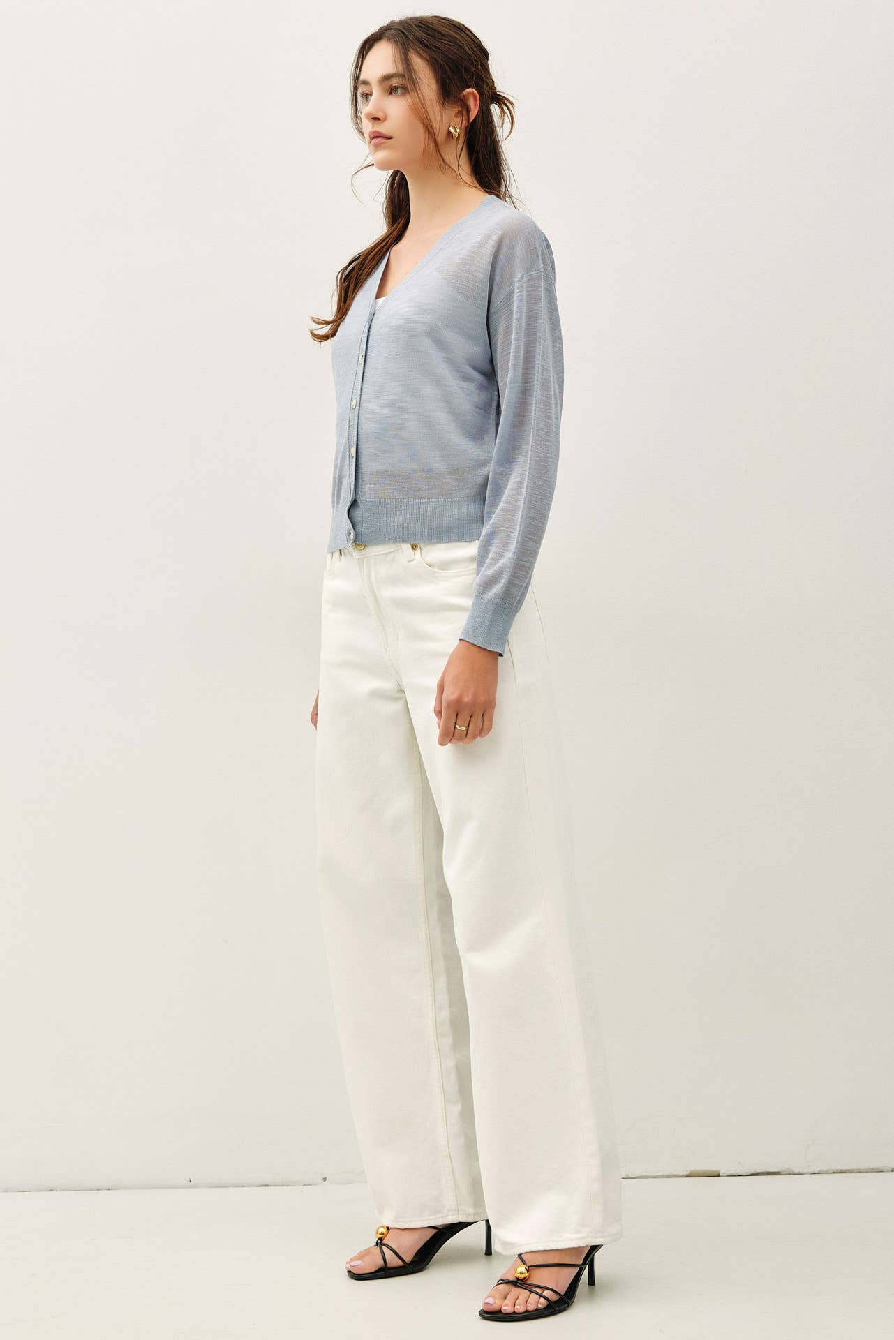 Be Cool - ULTRA FINE SLUBBED V-NECK FINE KNIT CARDIGAN
