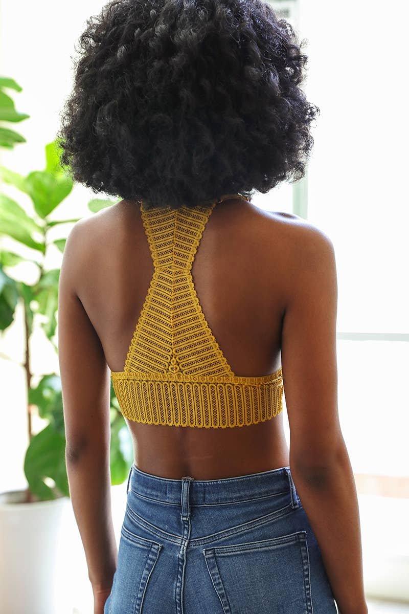 Leto Accessories - Ribbed Lace Boho Racerback Bralette