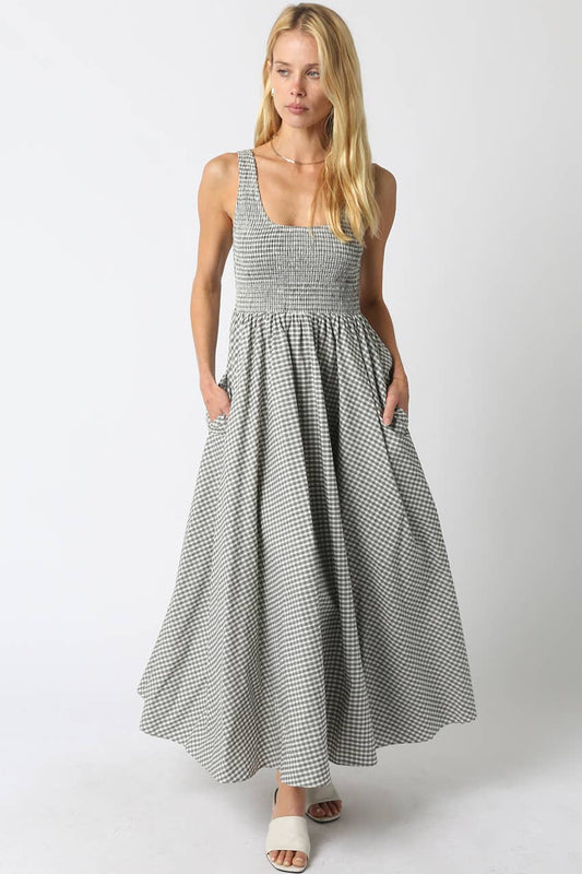 Olivaceous - Ella Sleeveless Gingham Maxi Dress