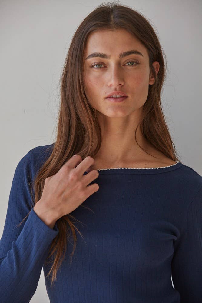 By Together - L8622 | Knit Polyester Rayon Spandex Pointelle Long Sleeve