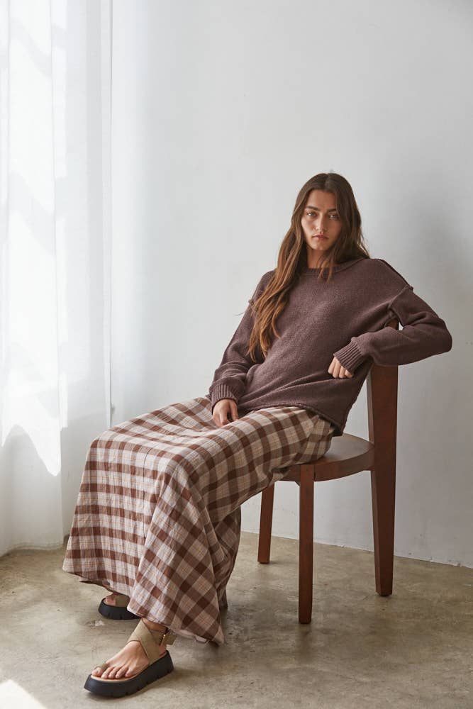 By Together - W1155 | Knit Sweater Crew Neck Long Sleeve Pullover Top