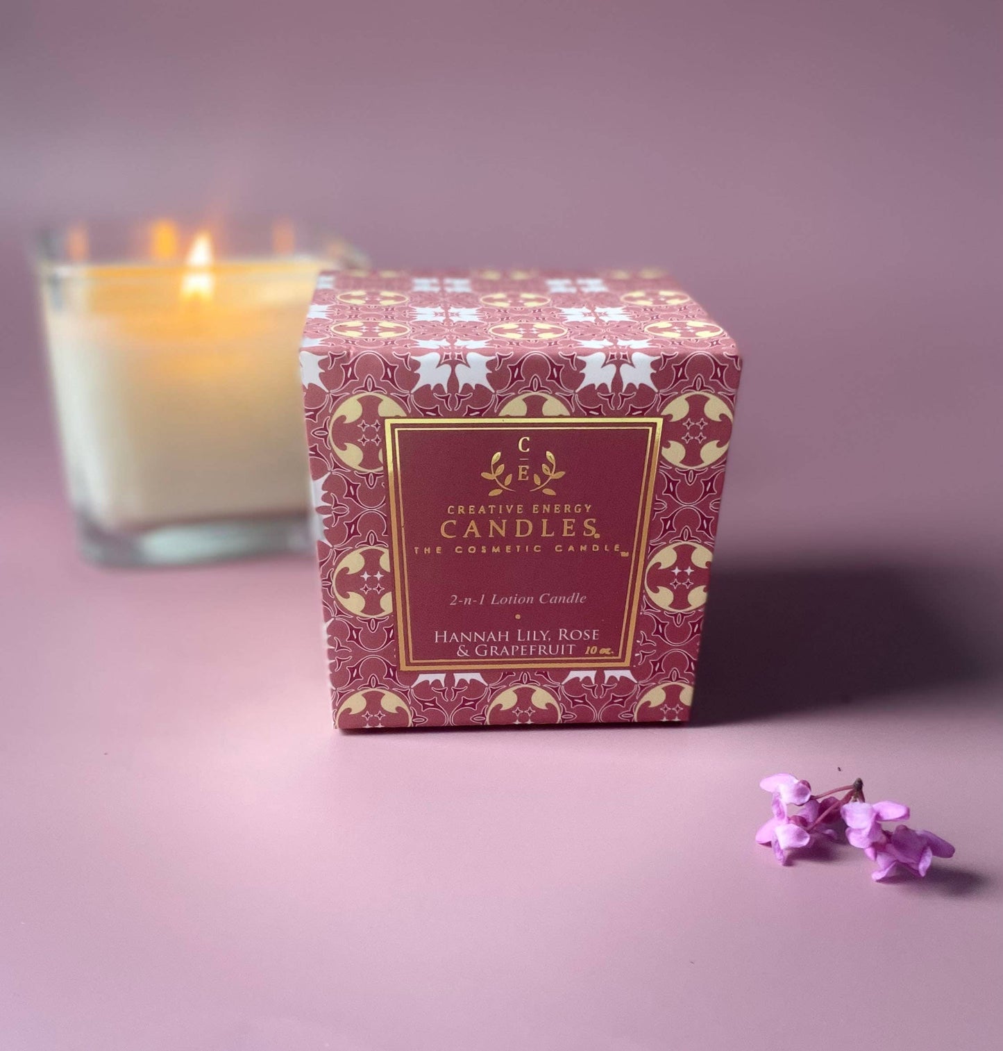 Creative Energy Candles - Hannah Lily, Rose & Grapefruit: 2-in-1 Soy Lotion Candle