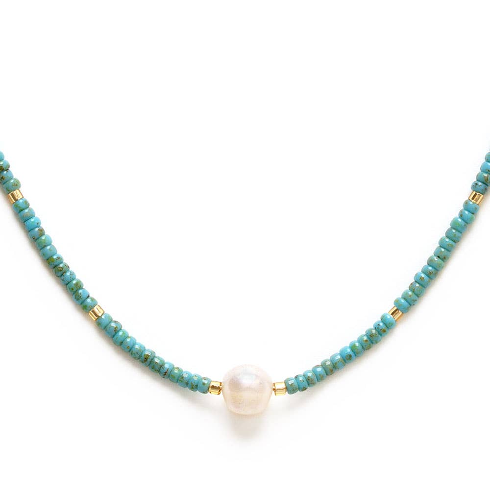 Amano Studio - Miyuki Bead and Pearl Necklace - Turquoise