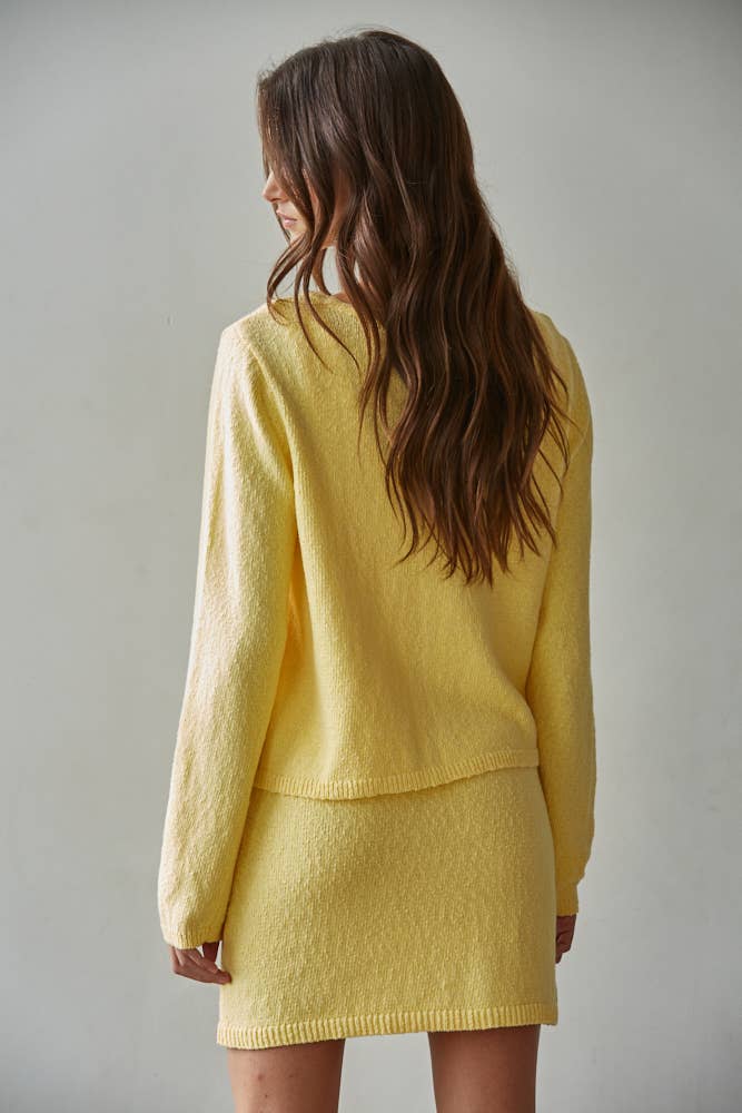 By Together - W2522T | Knit Sweater Cotton Button Down V-Neck Cardi