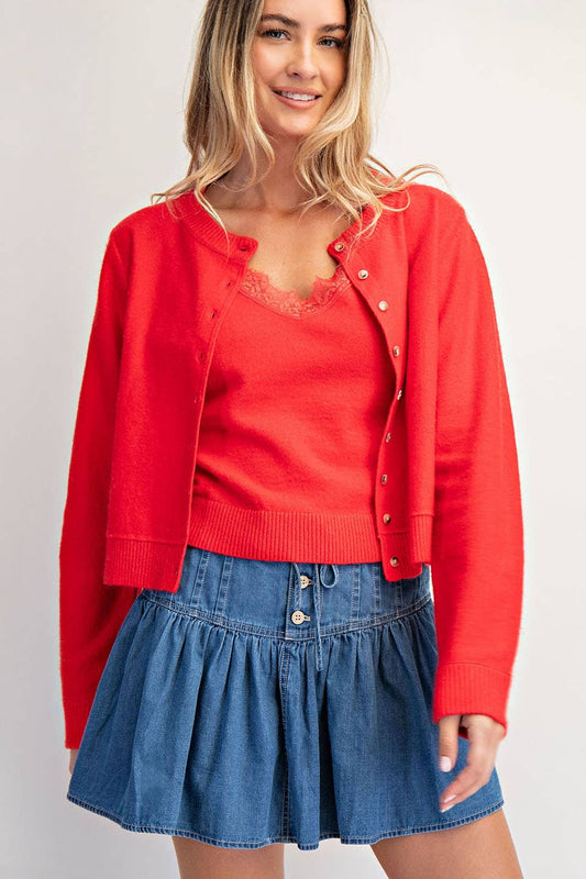 COTIERRA - SOLID CASHMERE CARDI