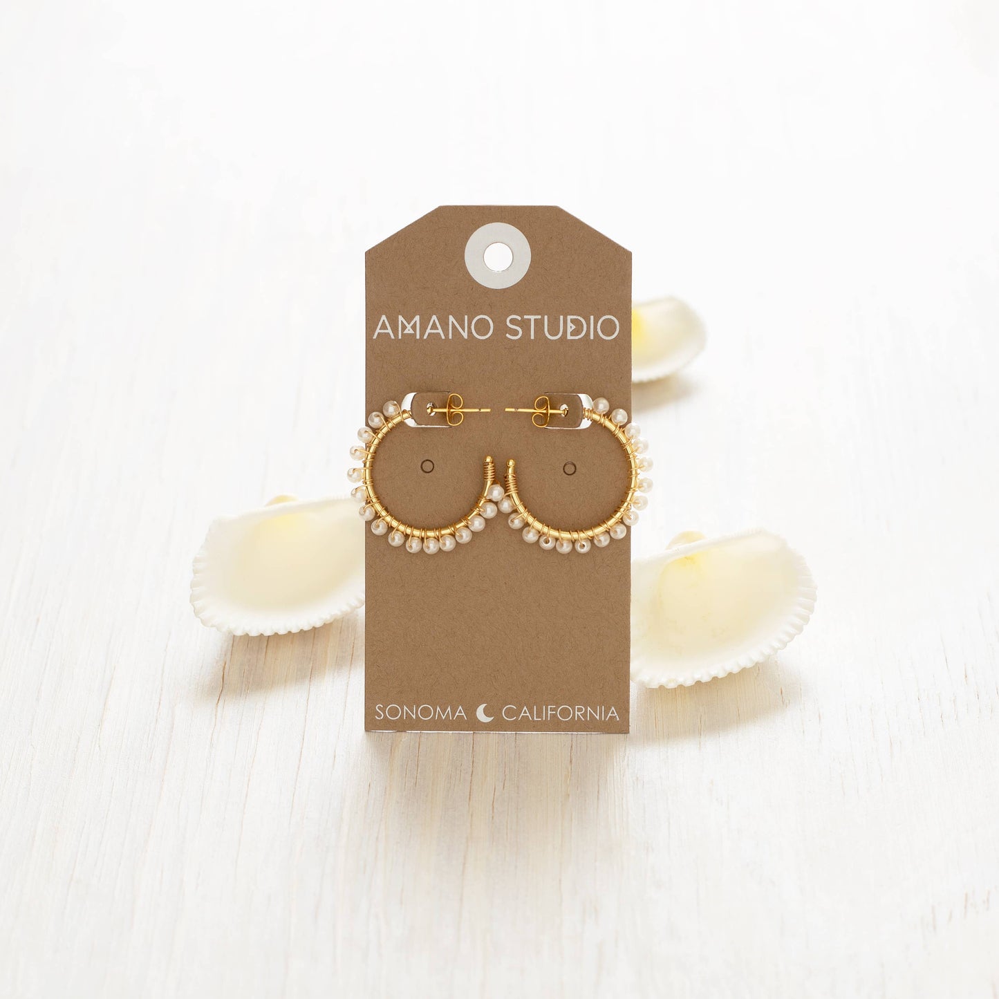 Amano Studio - Wire Wrapped Pearl Hoop Earrings