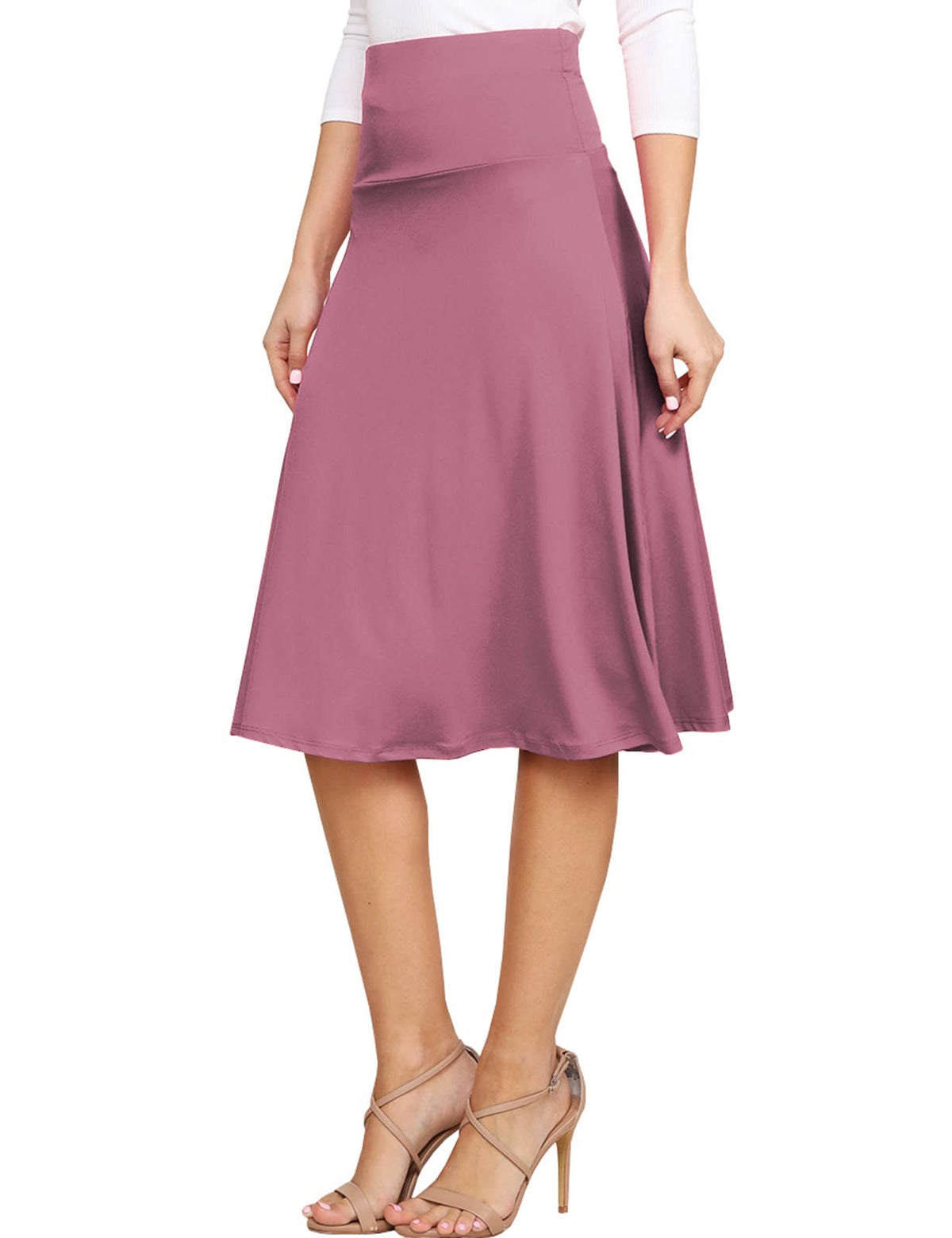 High Waist Elastic Flared Midi Skirt - NINEXIS