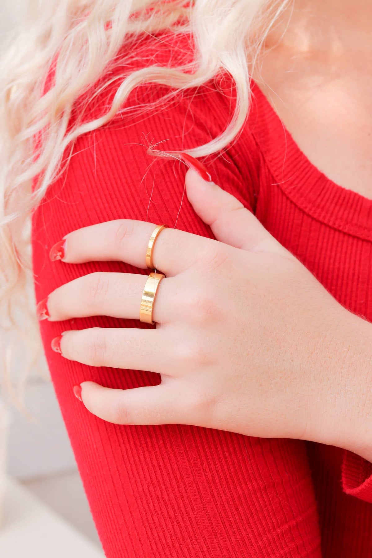 18K Gold Stainless Steel Blank Flat Band Ring - WJW