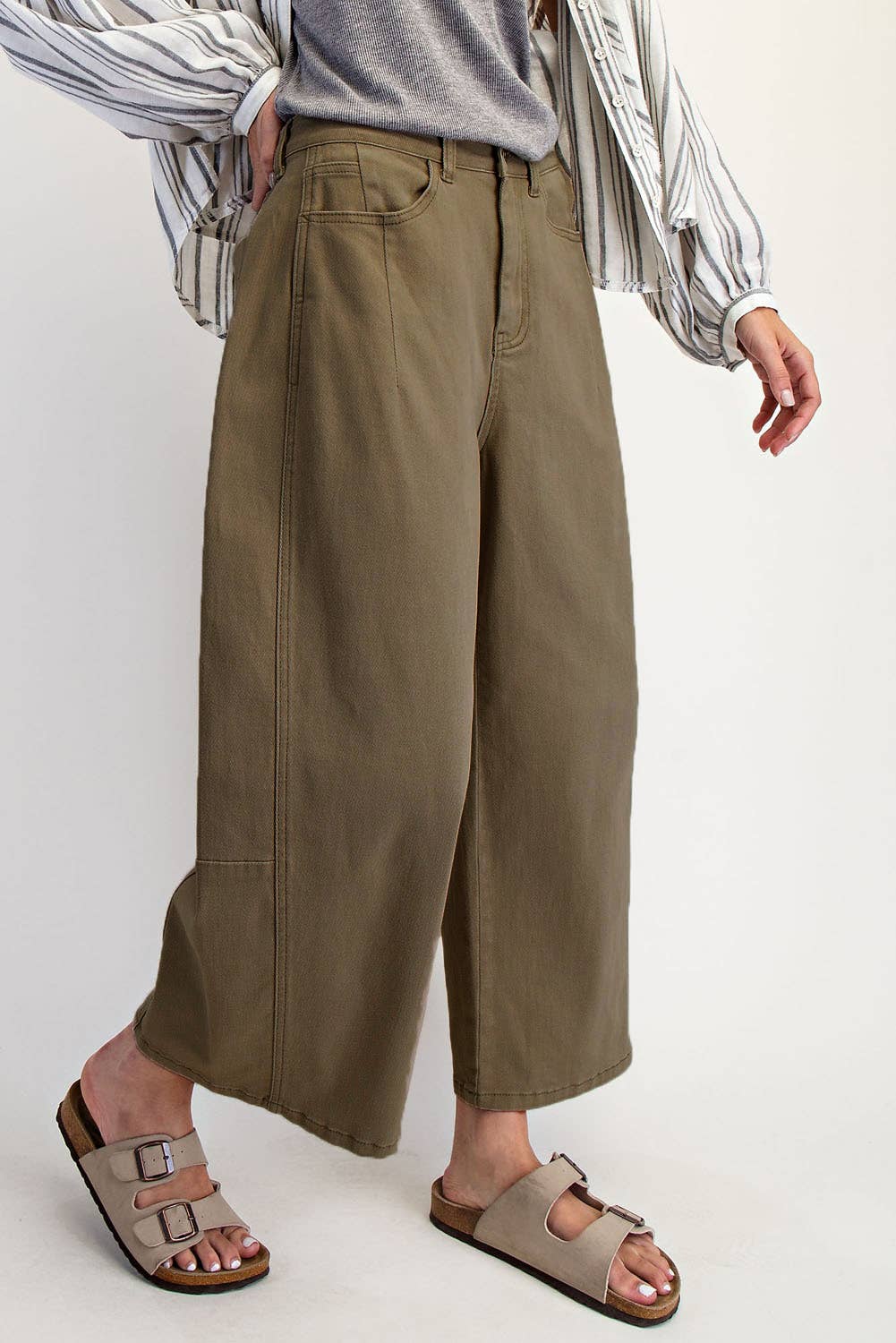 COTIERRA - MID RISE BARREL COTTON TWILL JEANS