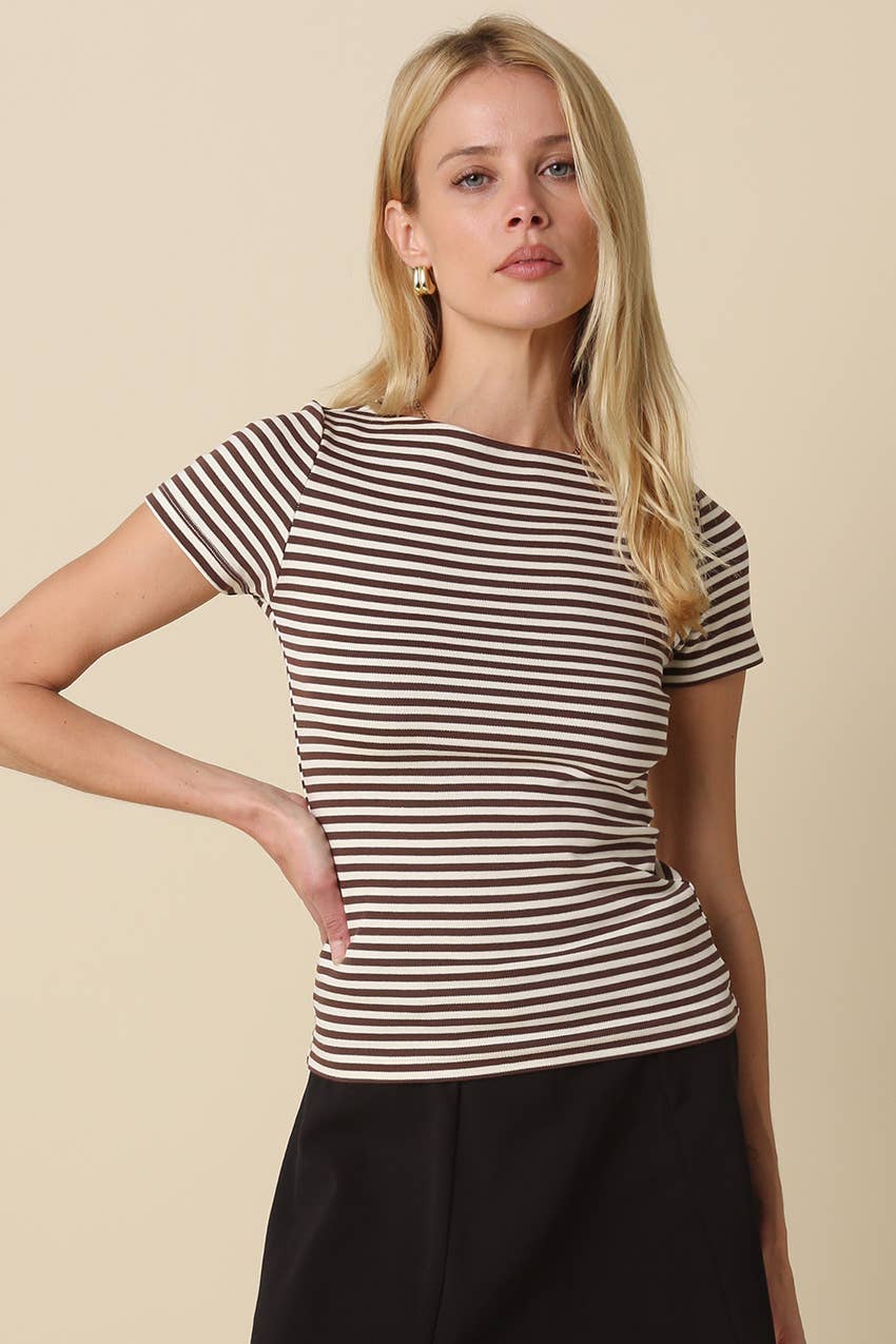 Olivaceous - Kate Striped Fitted Top