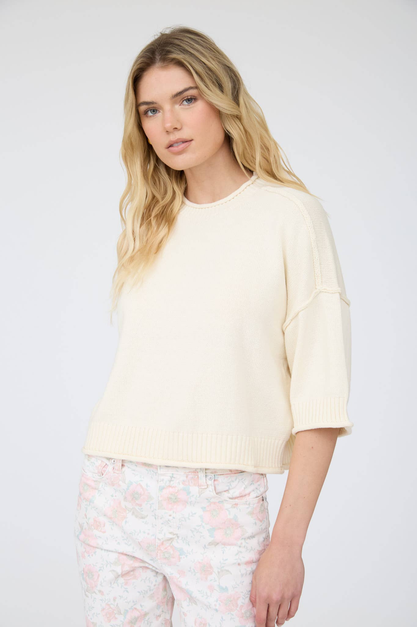 EXPOSED SEAM DROP SHOULDER SHORT SLEEVE PULLOVER - Blu Pepper