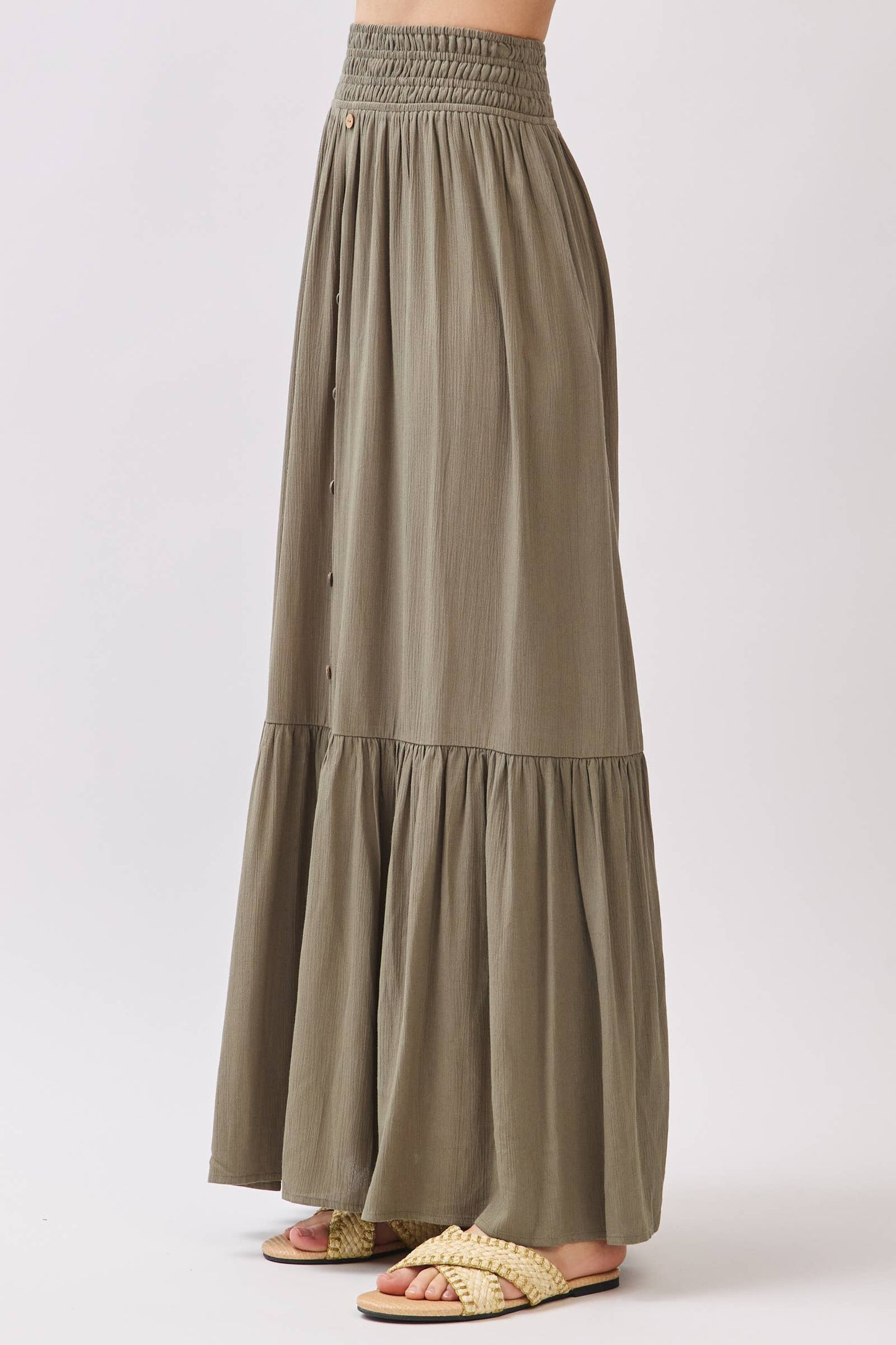 Ruffled Smocked Waist Tiered Maxi Skirt - Final Touch