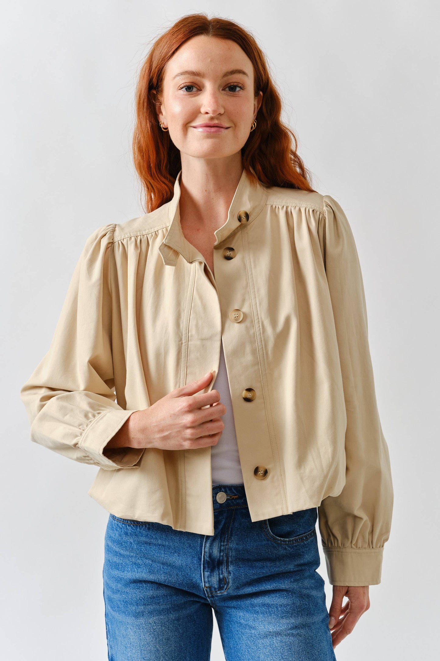 Aaron & Amber - MAJ3308 SHORT BALLON TRENCH JACKET