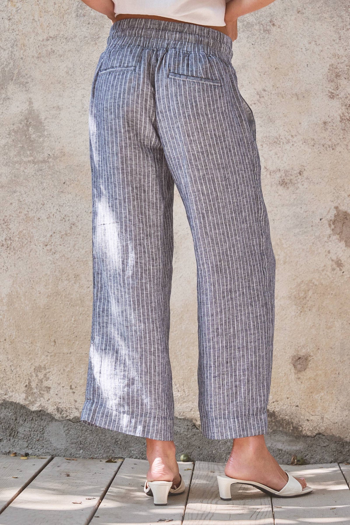 Urban Daizy - Linen Wide-Leg Drawstring Pants