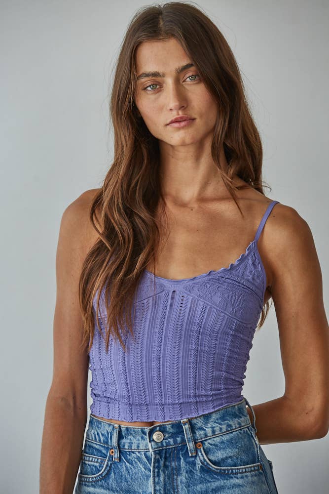 Knit Seamless Nylon Spandex Jacquard Pattern Top - By Together