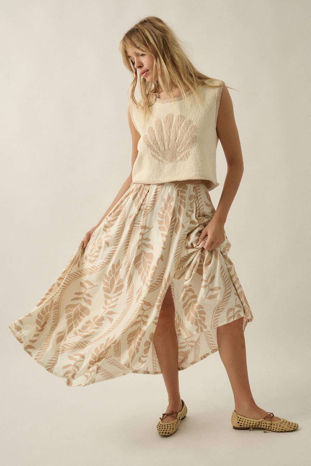 Promesa USA - Floral-Print Woven Wrapped Pleated Maxi Skirt