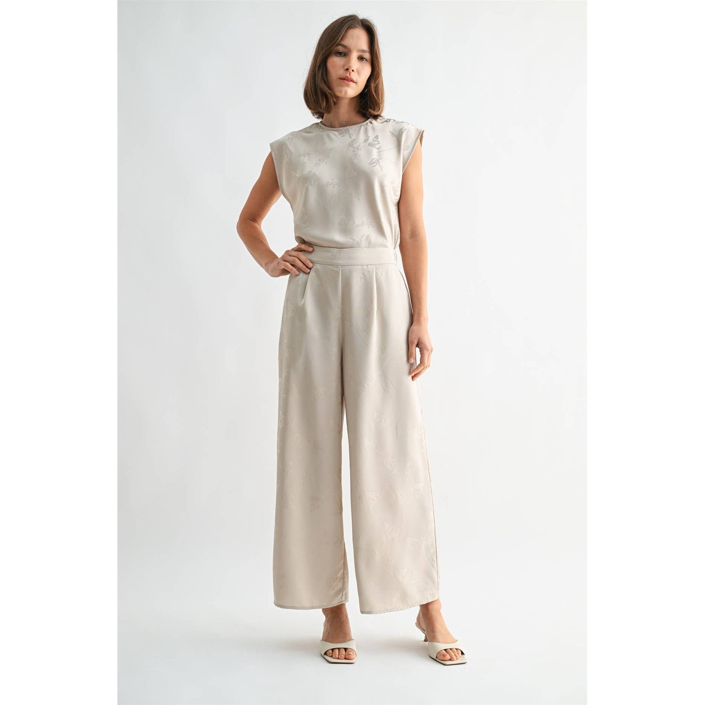 SATIN JACQUARD PANTS
