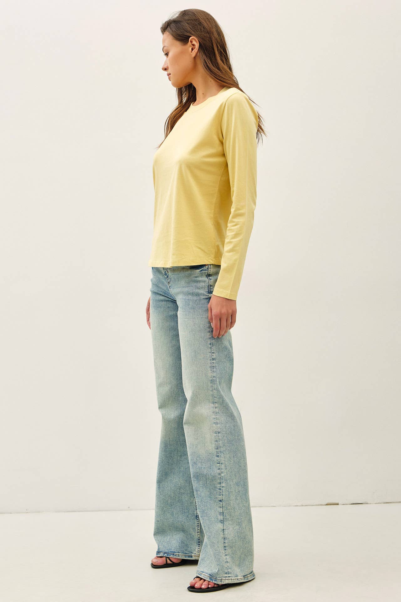 Be Cool - GARMENT WASHED COTTON LONG SLEEVE BASIC TOP