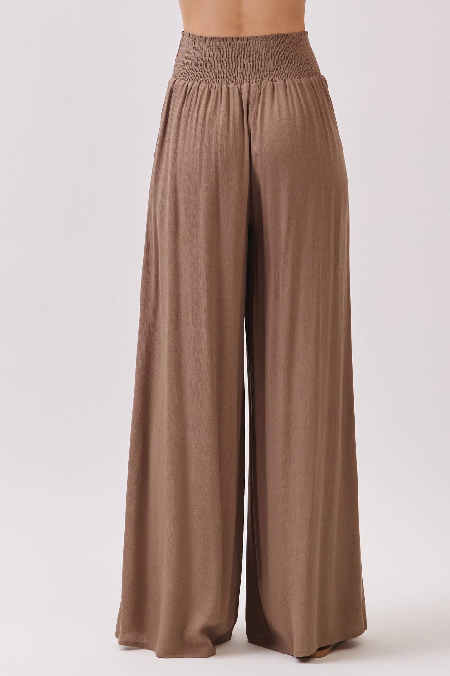 WIDE SMOCK WAIST WIDE LEG PANTS - VNP70263D