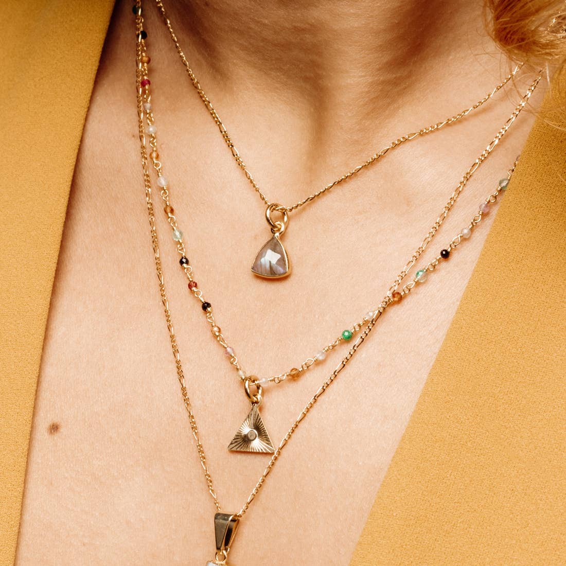 Luna Norte - Bermuda Triangle Dainty Collar Necklace- Labradorite