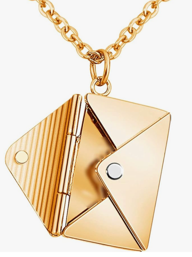 Love Letter 14K Gold Steel  Envelope and Letter necklace