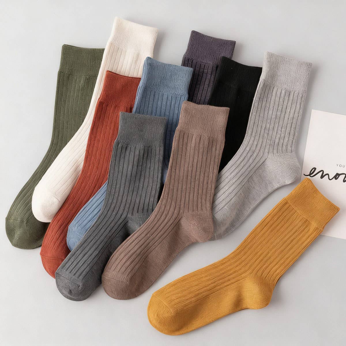WOMEN SOLID COTTON SLOUCH CREW SOCKS - NINEXIS