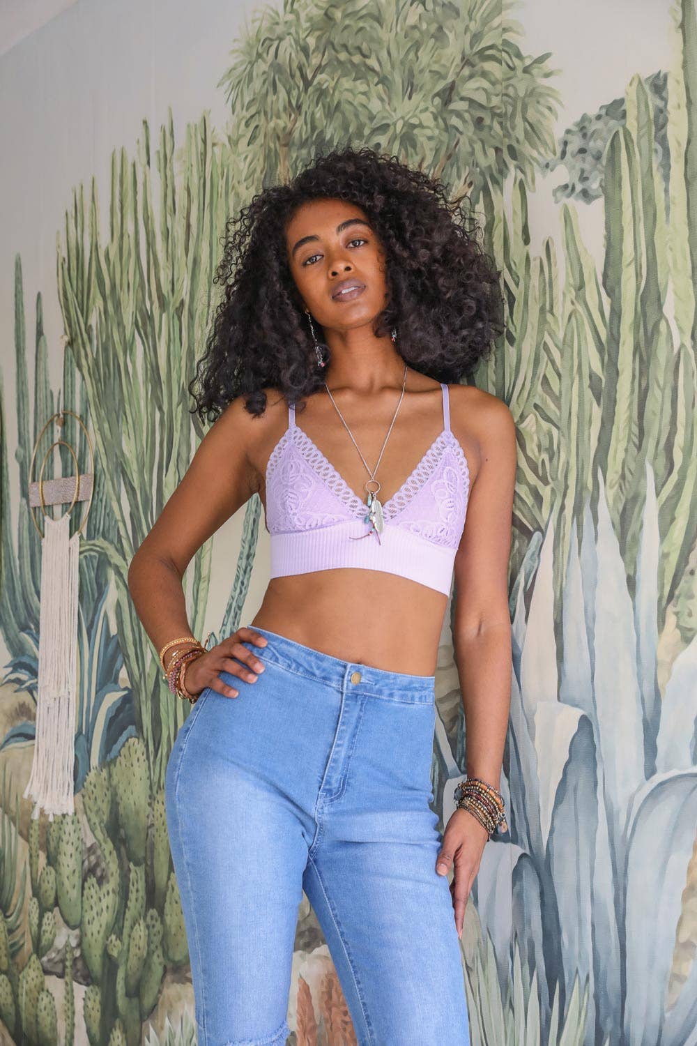 Leto Accessories - Lace Longline Seamless Bralette - Everyday Classic Style