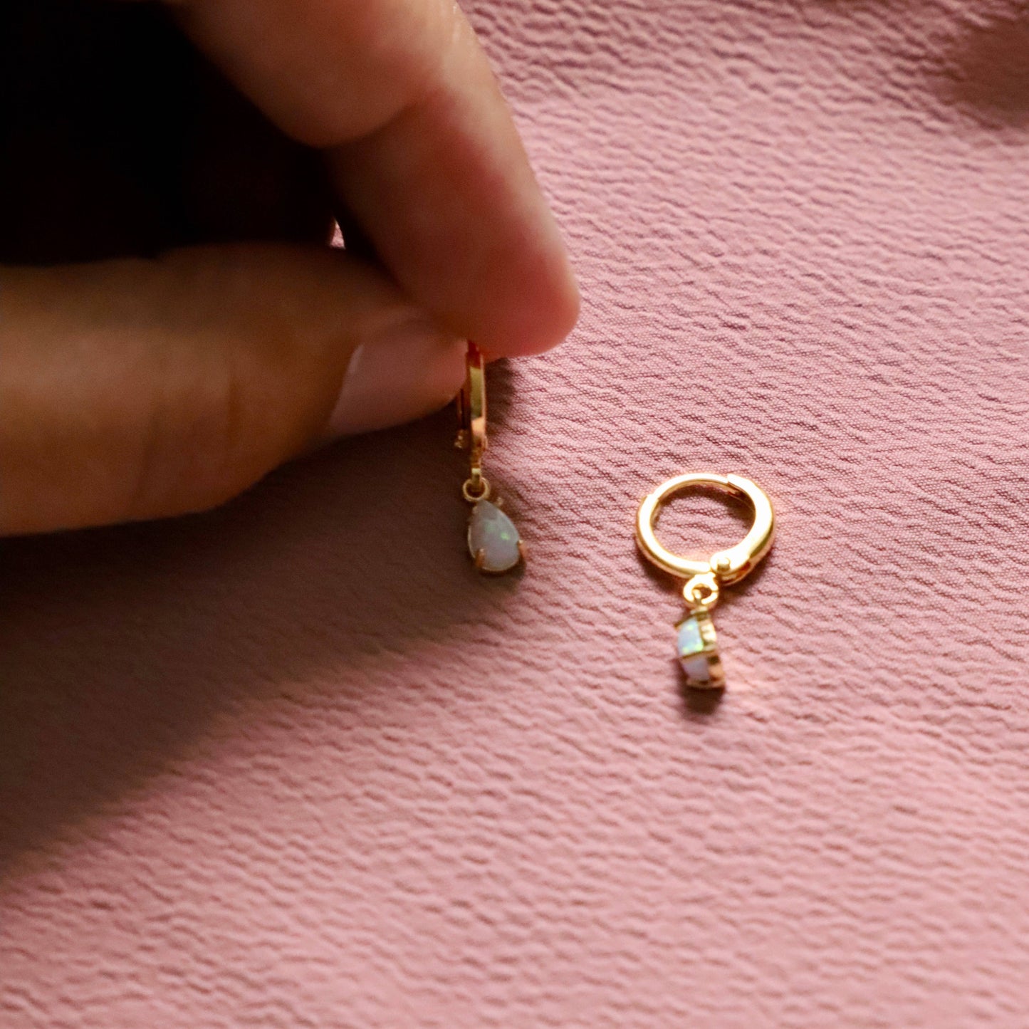 Katie Waltman Jewelry - MINIATURE OPALITE HUGGIES