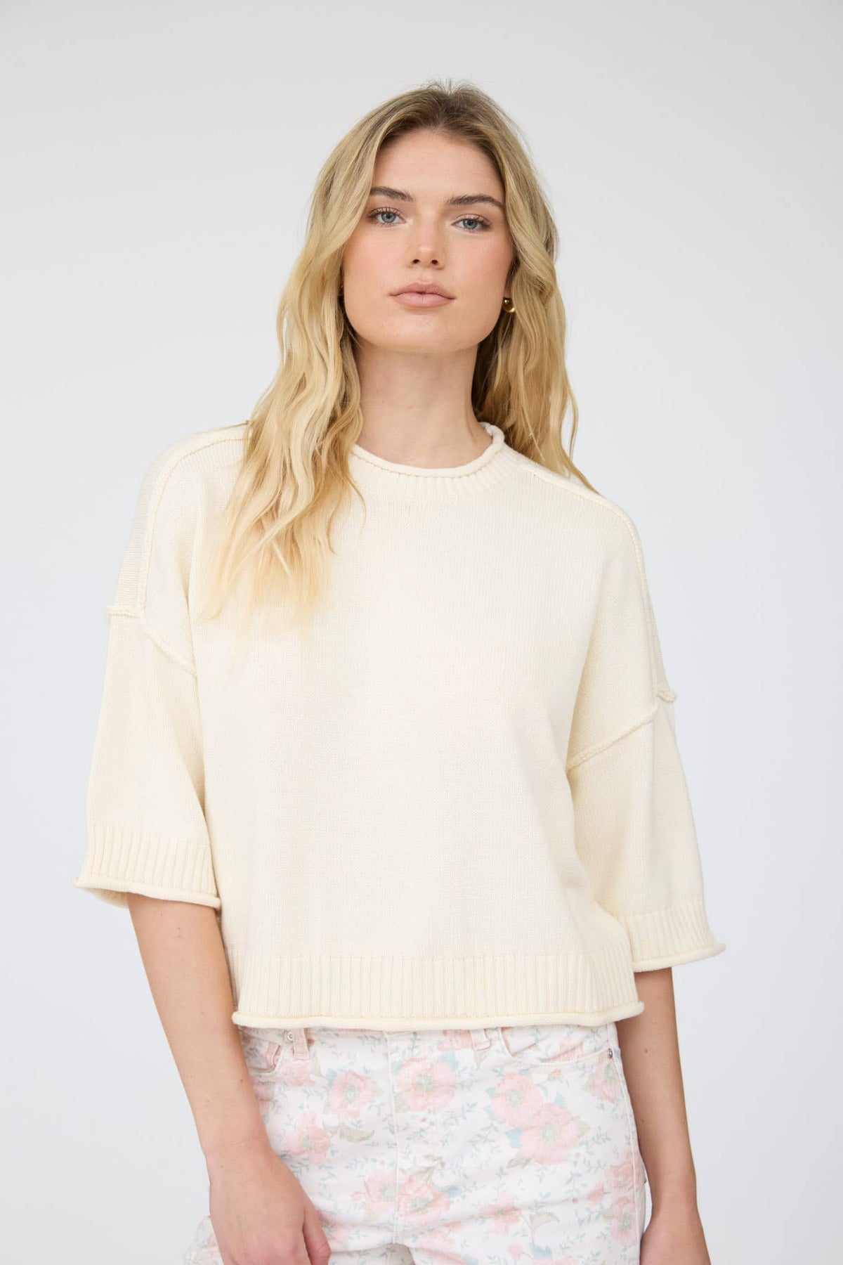 EXPOSED SEAM DROP SHOULDER SHORT SLEEVE PULLOVER - Blu Pepper