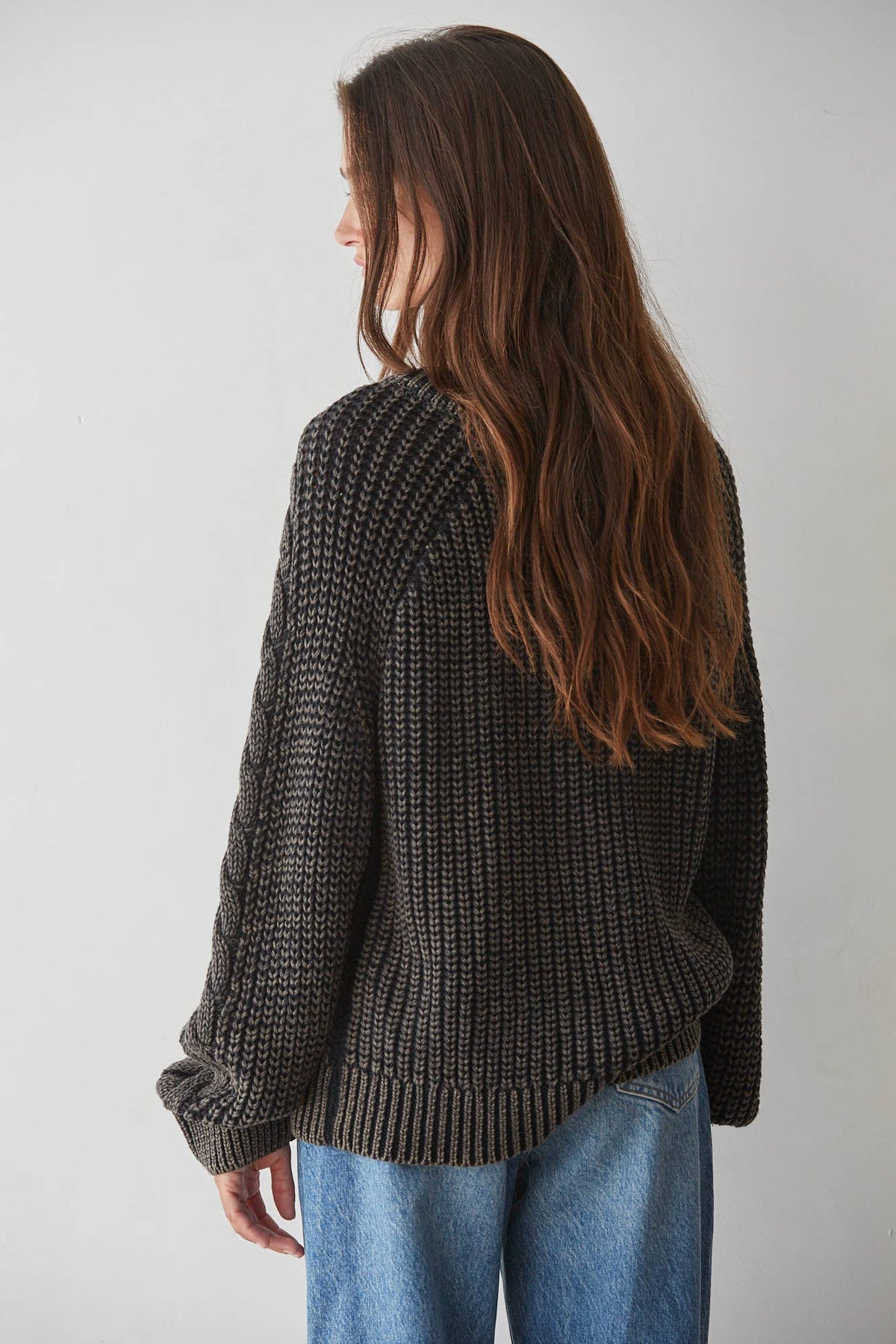 Knit Sweater Cotton Cable Knit Crew Neck Pullover - By Together