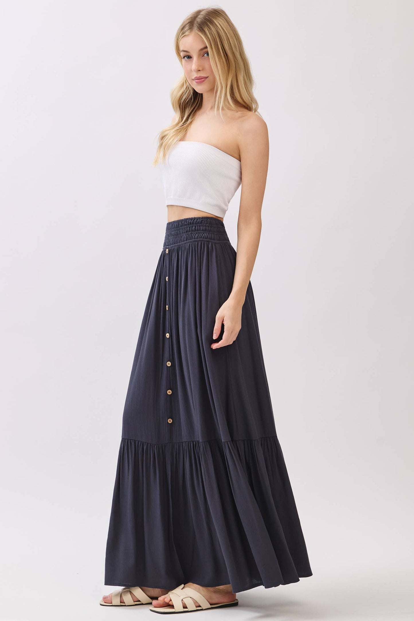 Ruffled Smocked Waist Tiered Maxi Skirt - Final Touch