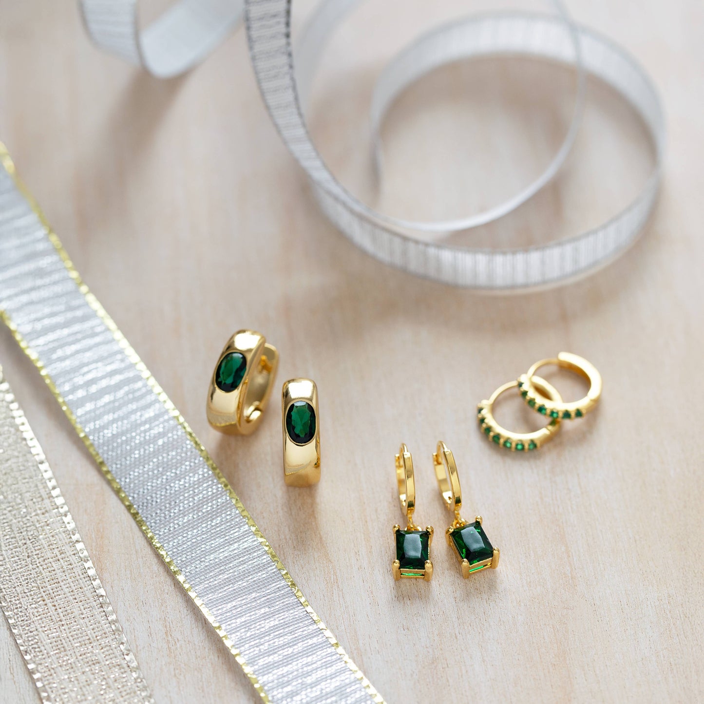 Amano Studio - Emerald Green Chunky Hoop Earrings