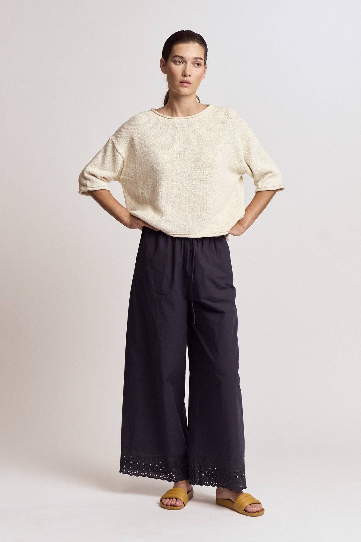 Grade & Gather - 42221 - ROLLED EDGE LOOSE FIT SWEATER TOP