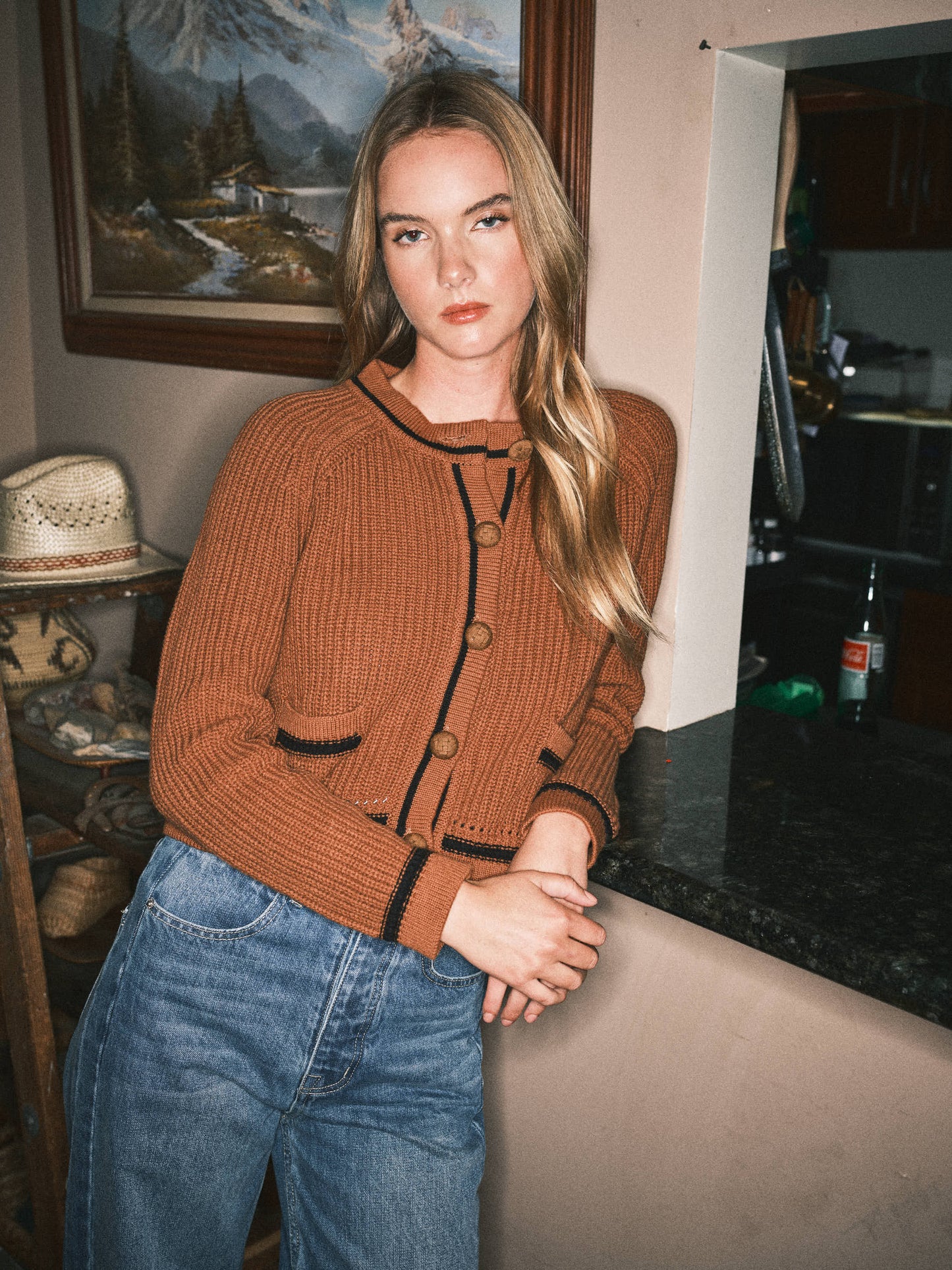 Aaron & Amber - AJJ5063 CHUNKY BUTTON DOWN CARDIGAN