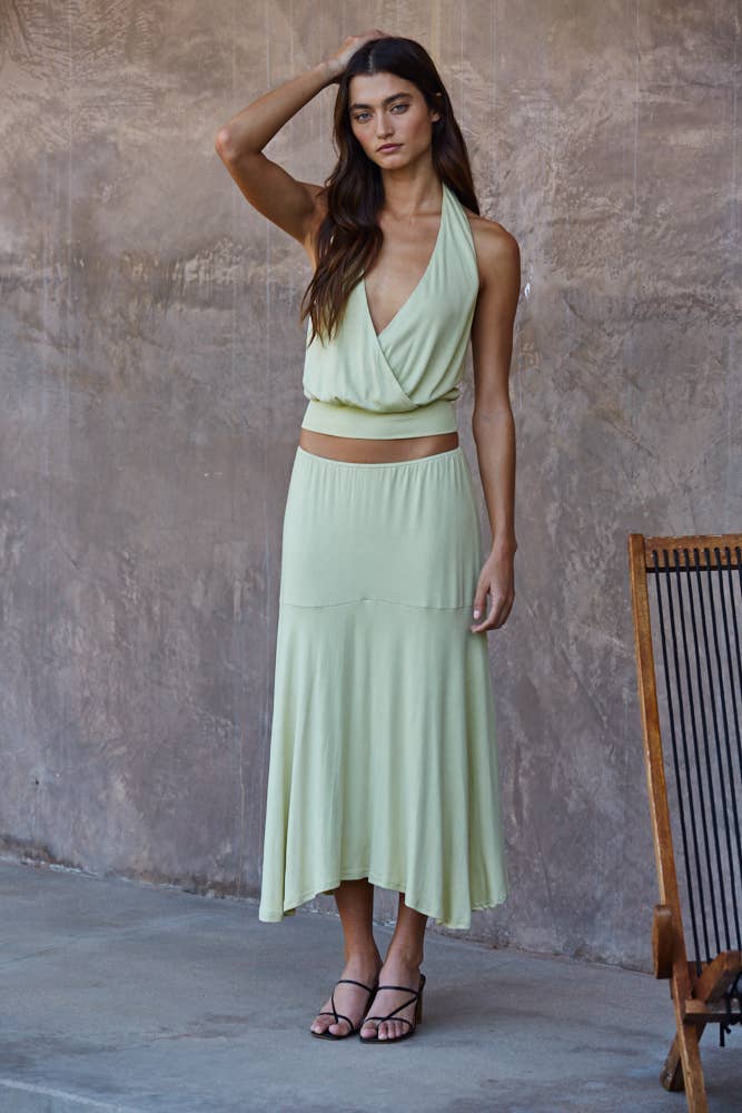 Knit Viscose Spandex Midi Skirt - By together
