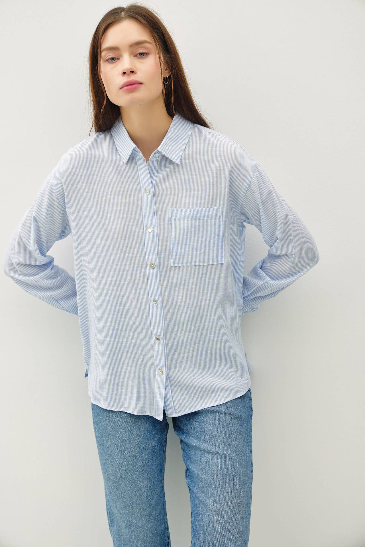 Be Cool - PINSTRIPE BUTTON DOWN SHIRT