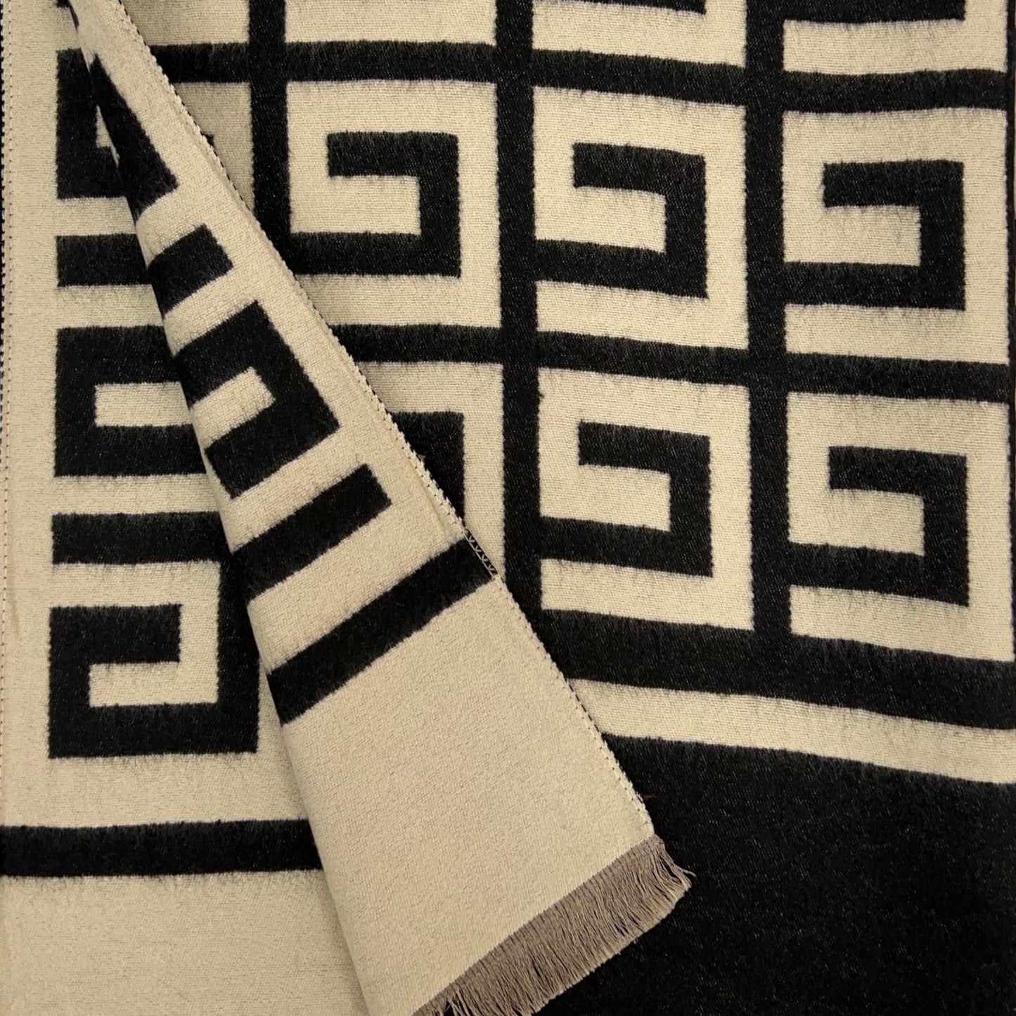 Maze Print Wool Blend Scarf
